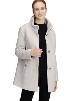Manteau laineux élégant, avec col montant