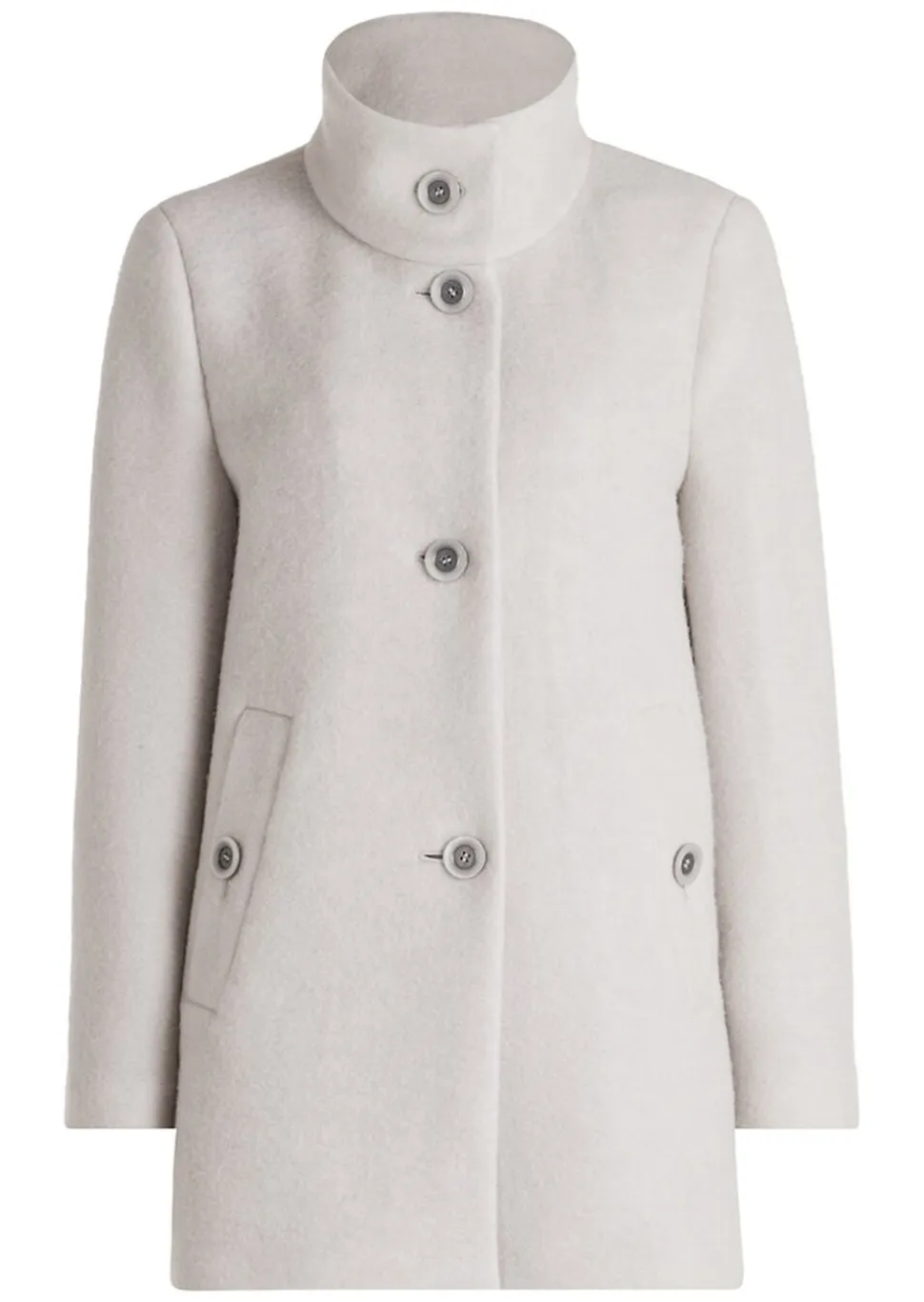 Manteau laineux élégant, avec col montant