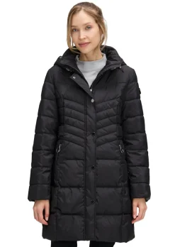 Manteau matelassé avec capuche en tissu fourrure