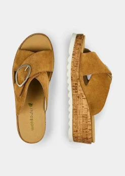 Mules en cuir avec fermeture velcro