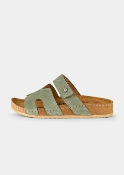 Mules en cuir avec fermeture velcro