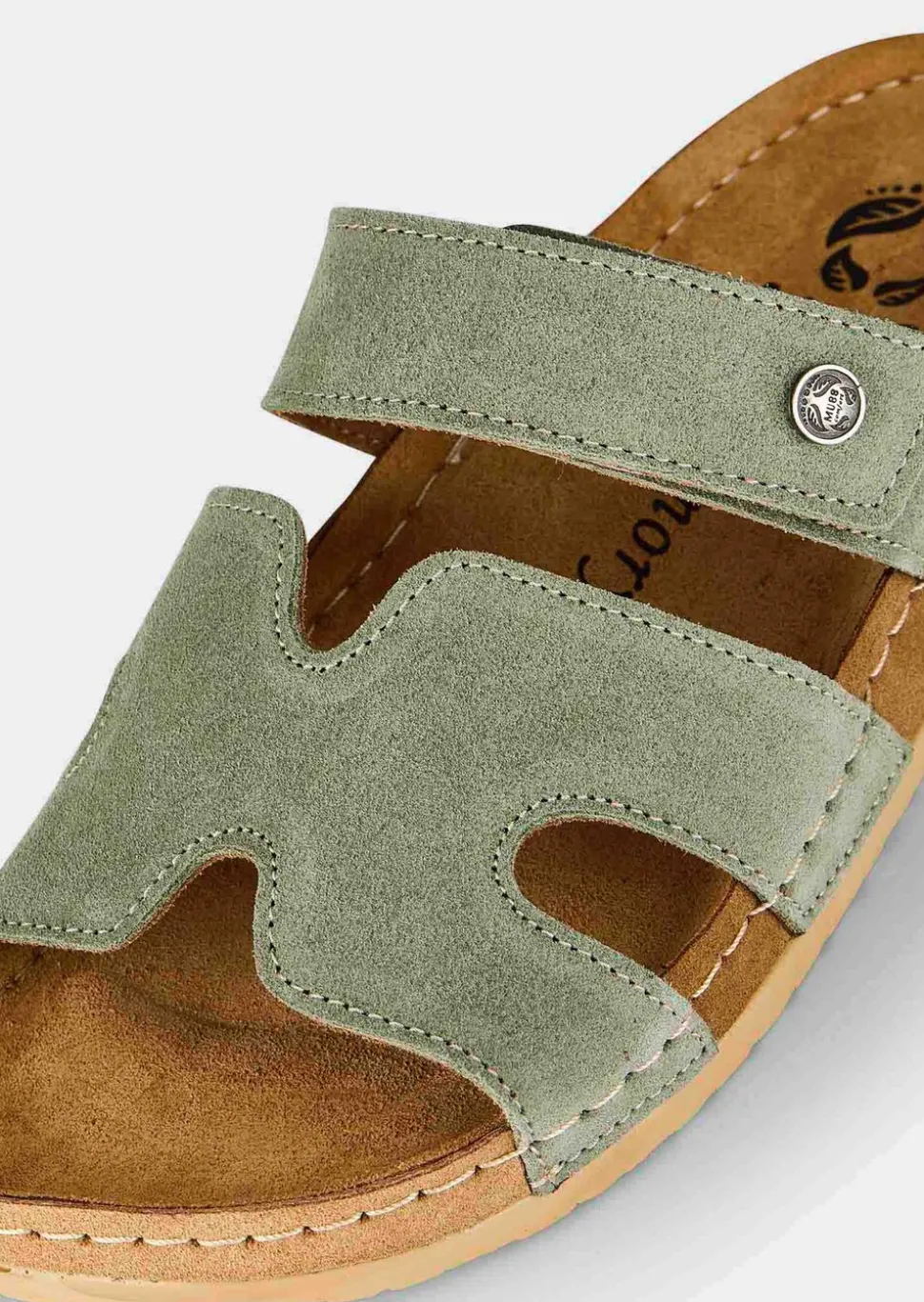 Mules en cuir avec fermeture velcro