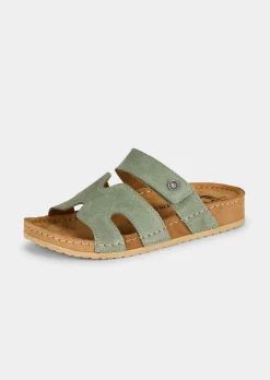 Mules en cuir avec fermeture velcro