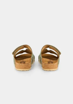 Mules en cuir avec fermeture velcro