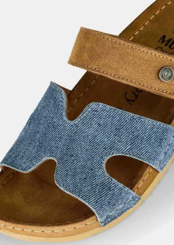Mules en cuir avec fermeture velcro