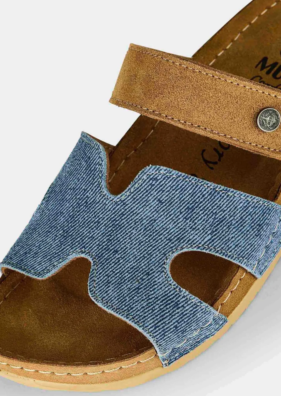Mules en cuir avec fermeture velcro