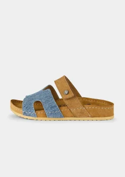 Mules en cuir avec fermeture velcro