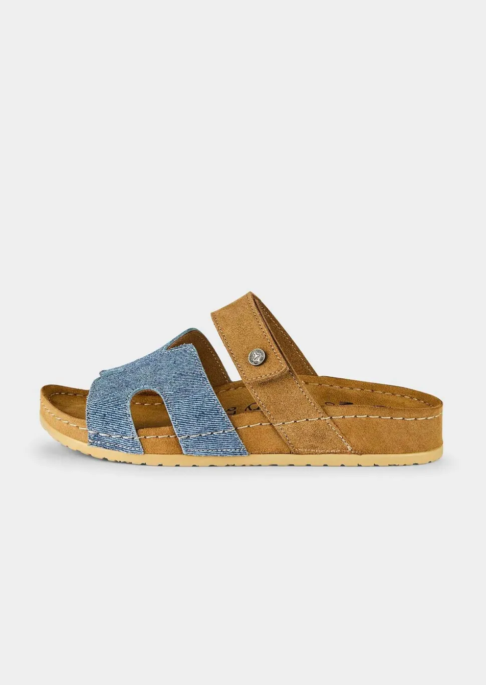 Mules en cuir avec fermeture velcro