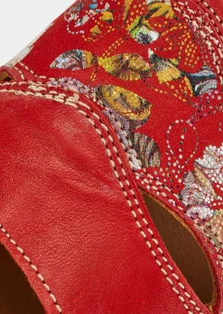 Mules en cuir avec imprimé floral
