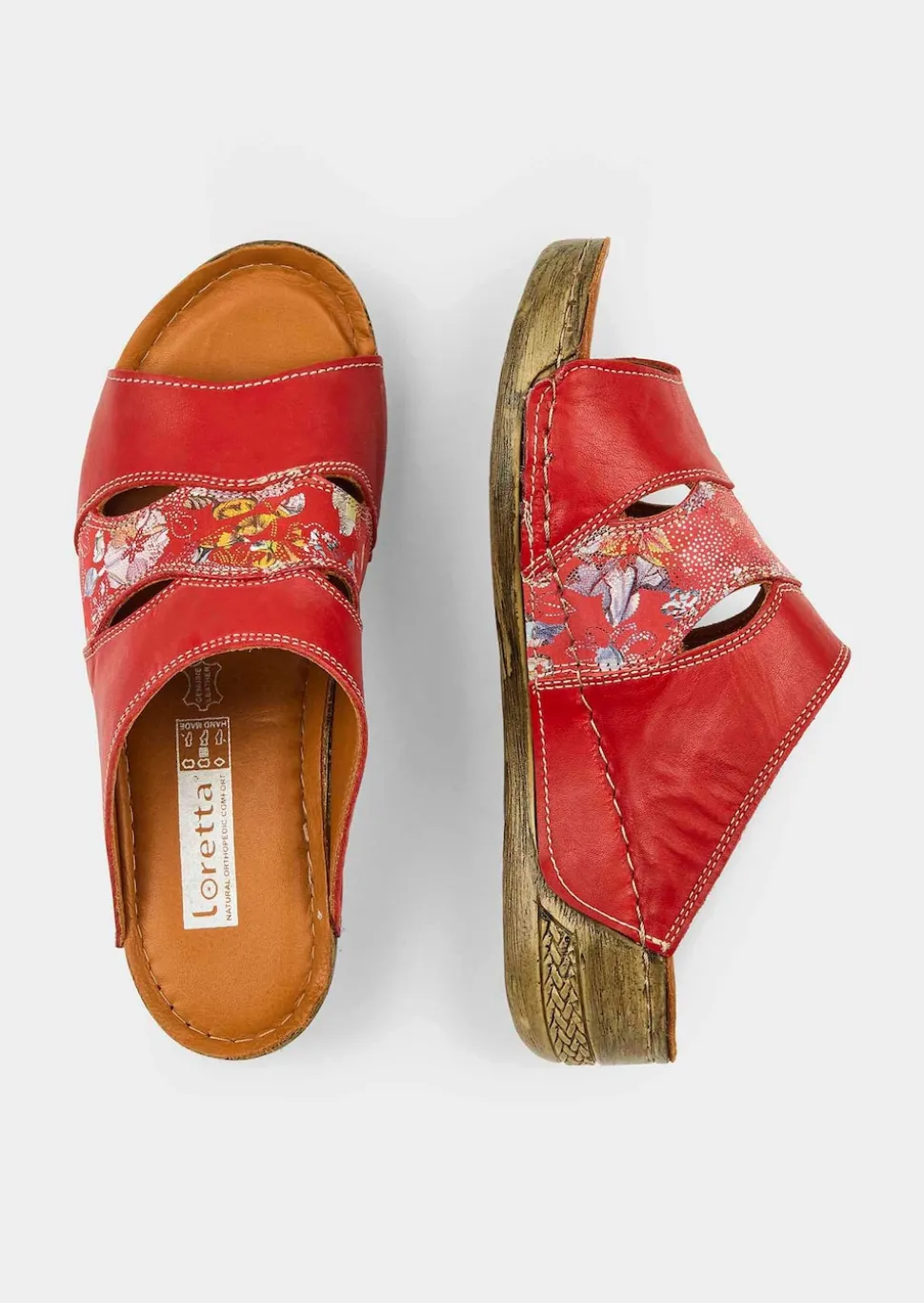 Mules en cuir avec imprimé floral