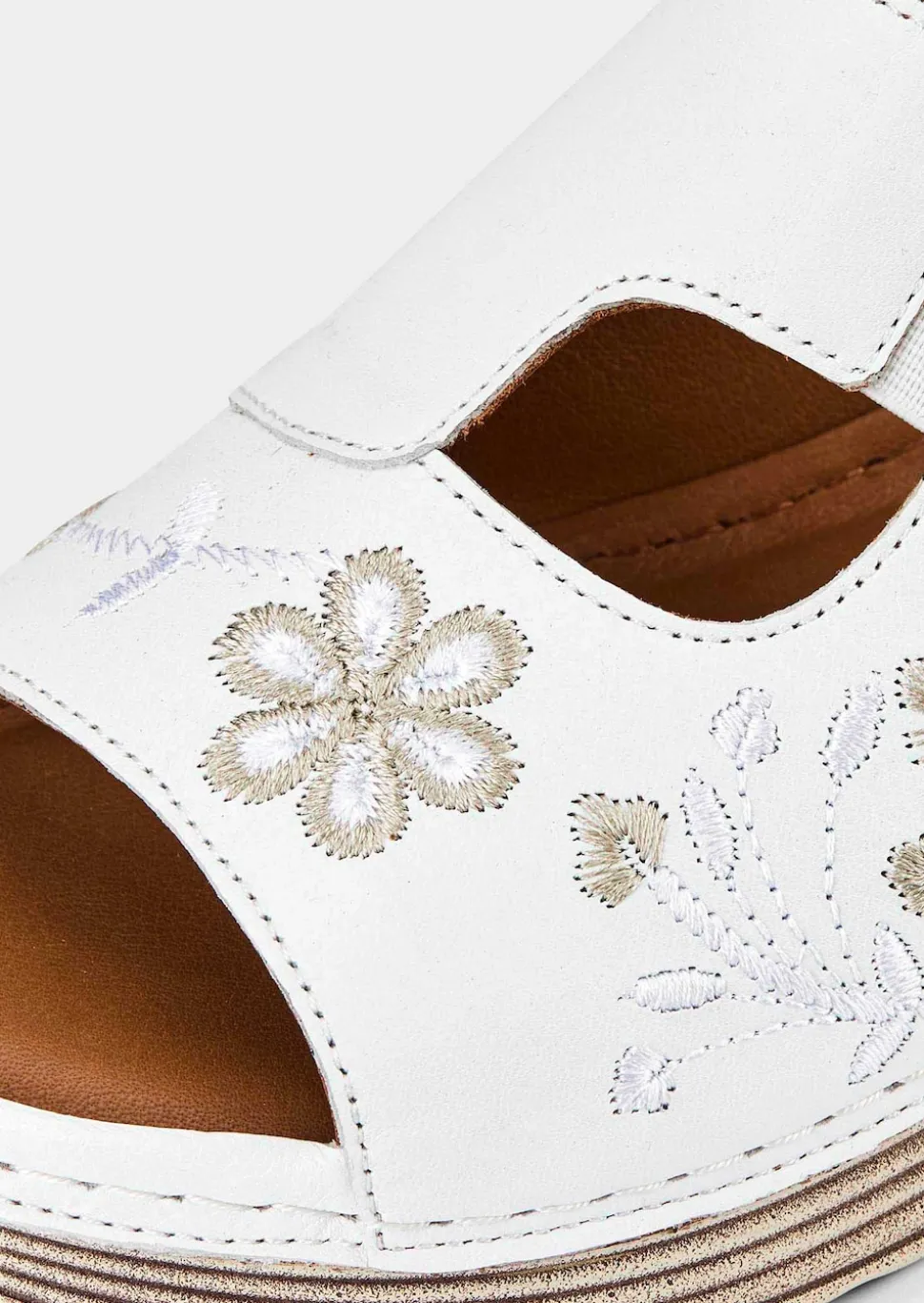 Mules en cuir avec motif floral