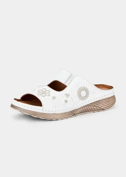 Mules en cuir avec motif floral