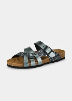 Mules scintillantes en cuir