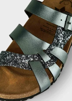 Mules scintillantes en cuir
