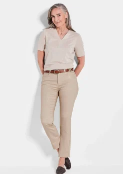 Pantalon CARLA avec imprimé floral légèrement brillant