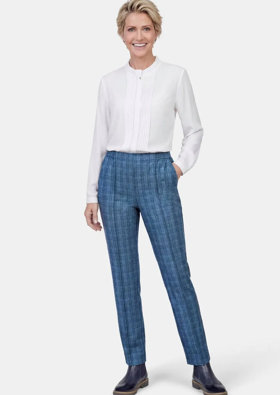 Pantalon à carreaux CARLA avec liserés