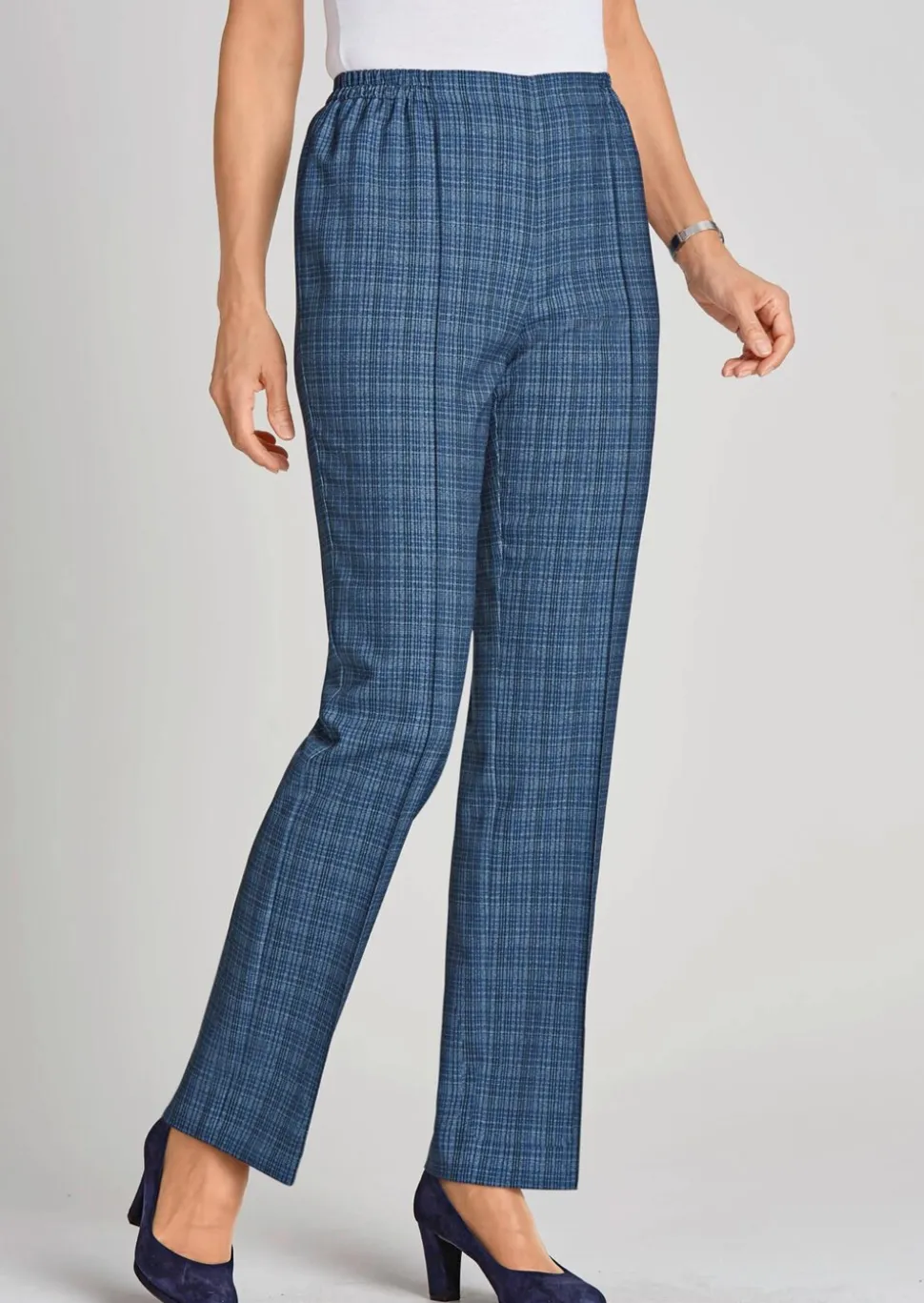 Pantalon à carreaux CARLA avec liserés