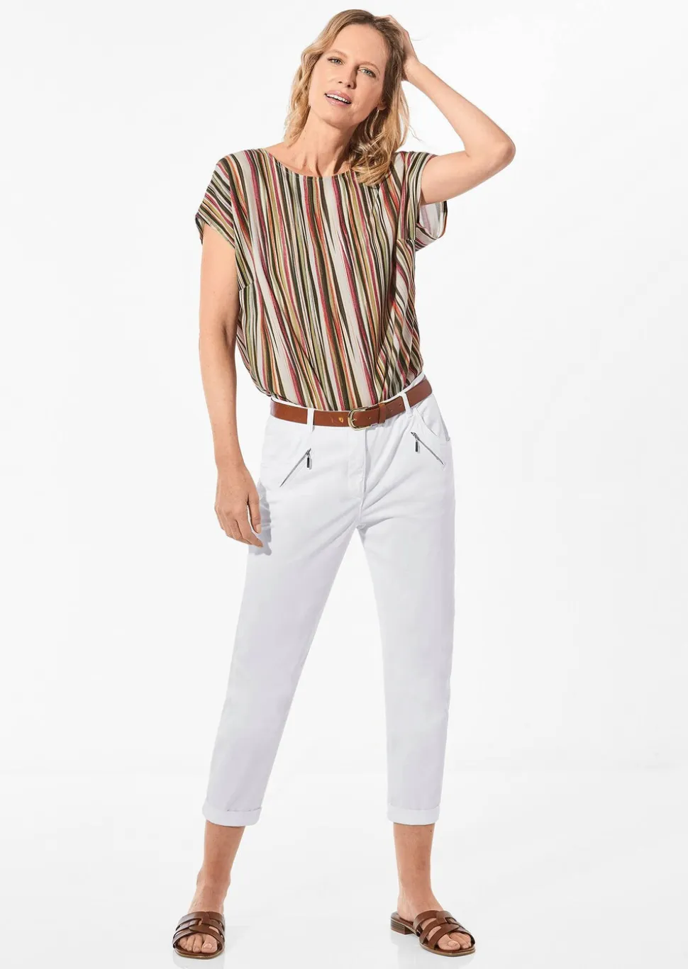 Pantalon chino LOUISA ultra-doux, en longueur cheville