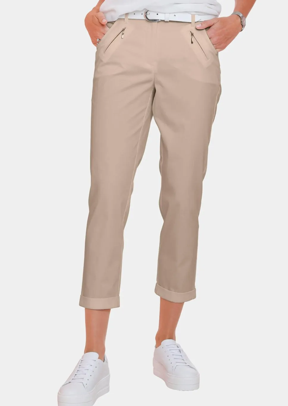 Pantalon chino LOUISA ultra-doux, en longueur cheville