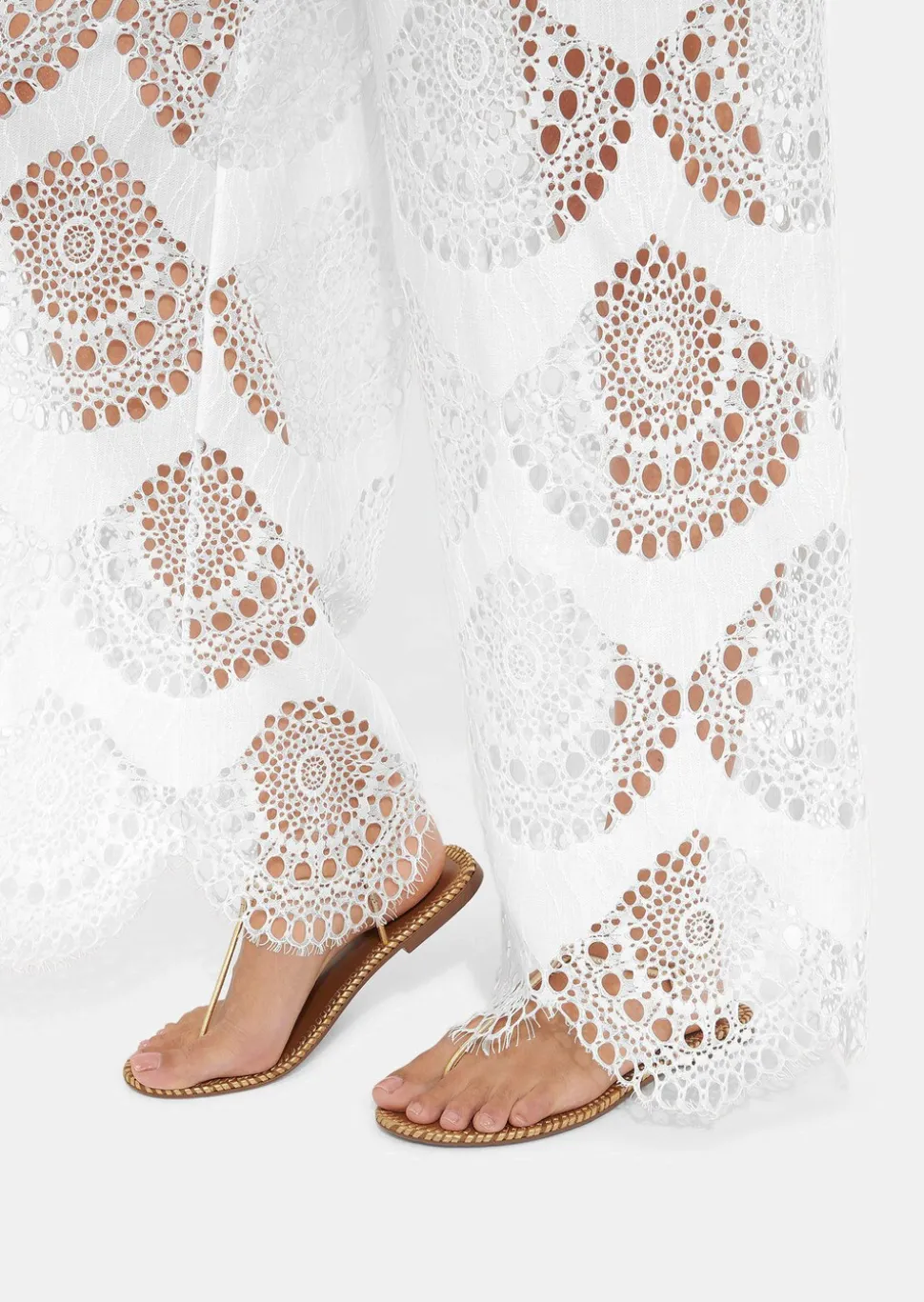 Pantalon de plage avec broderie ajourée