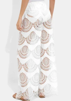 Pantalon de plage avec broderie ajourée