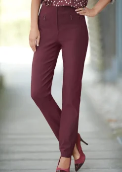 Pantalon en bengaline LOUISA. Coupe ajustée. Intérieur légèrement molletonné.