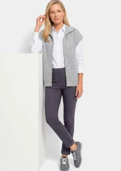 Pantalon en bengaline LOUISA. Coupe ajustée. Intérieur légèrement molletonné.