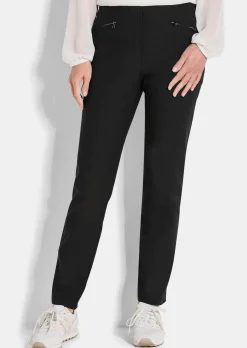 Pantalon en bengaline LOUISA. Coupe ajustée. Intérieur légèrement molletonné.