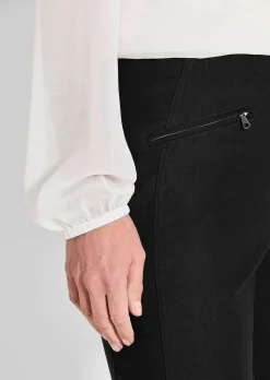 Pantalon en bengaline LOUISA. Coupe ajustée. Intérieur légèrement molletonné.