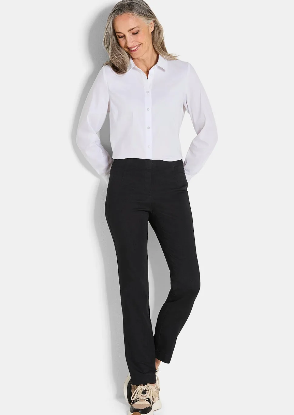 Pantalon en bengaline LOUISA, aspect jean