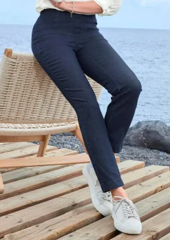 Pantalon en bengaline LOUISA, aspect jean