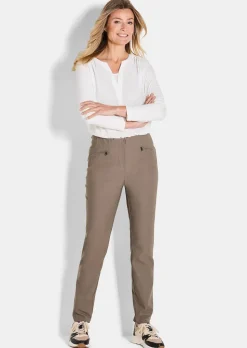 Pantalon en bengaline LOUISA. Coupe ajustée. Intérieur légèrement molletonné.