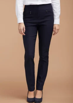 Pantalon en bengaline LOUISA. Coupe ajustée. Intérieur légèrement molletonné.
