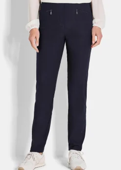 Pantalon en bengaline LOUISA. Coupe ajustée. Intérieur légèrement molletonné.