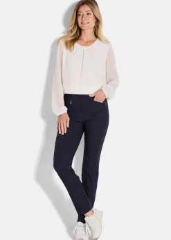 Pantalon en bengaline LOUISA. Coupe ajustée. Intérieur légèrement molletonné.