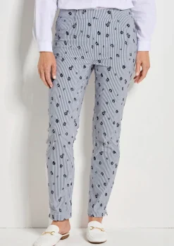 Pantalon en bengaline LOUISA avec rayures et fleurs