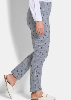 Pantalon en bengaline LOUISA avec rayures et fleurs