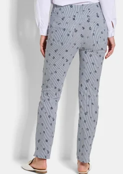 Pantalon en bengaline LOUISA avec rayures et fleurs