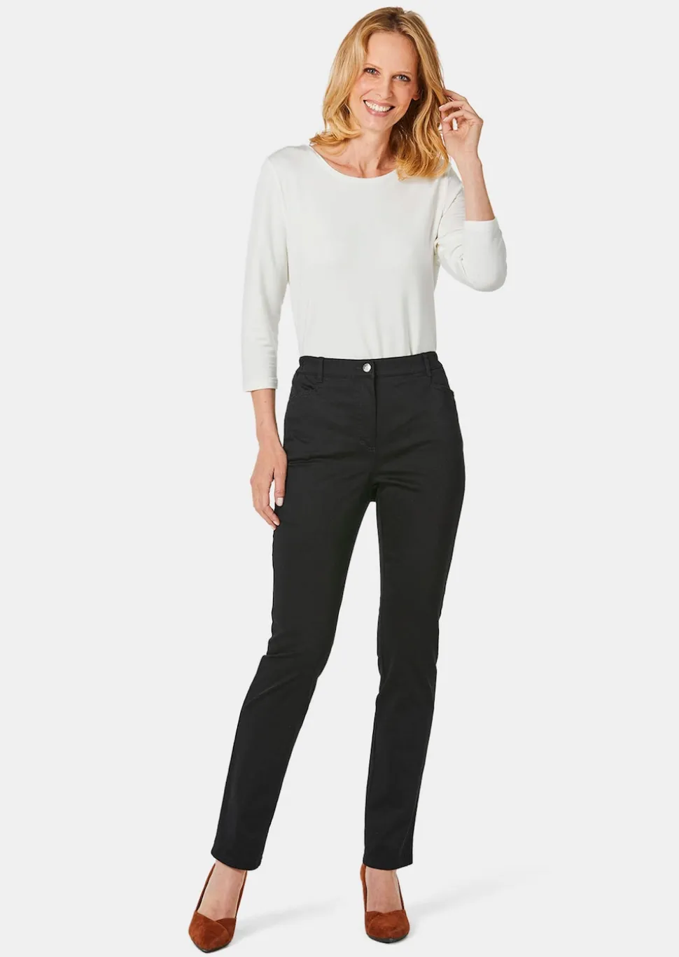 Pantalon en coton satiné LOUISA COMFORT+