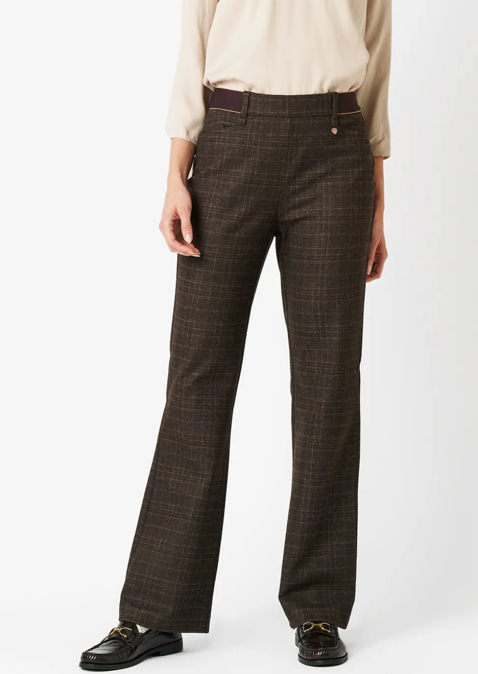 Pantalon en jersey « Alice New Flared » à carreaux