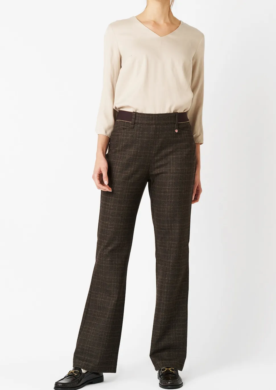 Pantalon en jersey « Alice New Flared » à carreaux