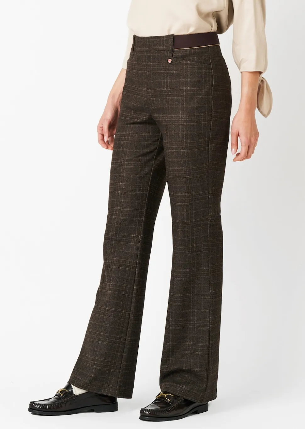Pantalon en jersey « Alice New Flared » à carreaux