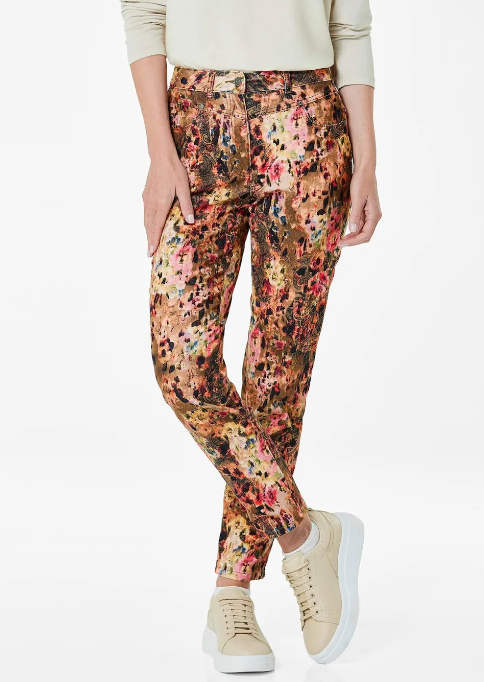 Pantalon en velours avec imprimé intégral