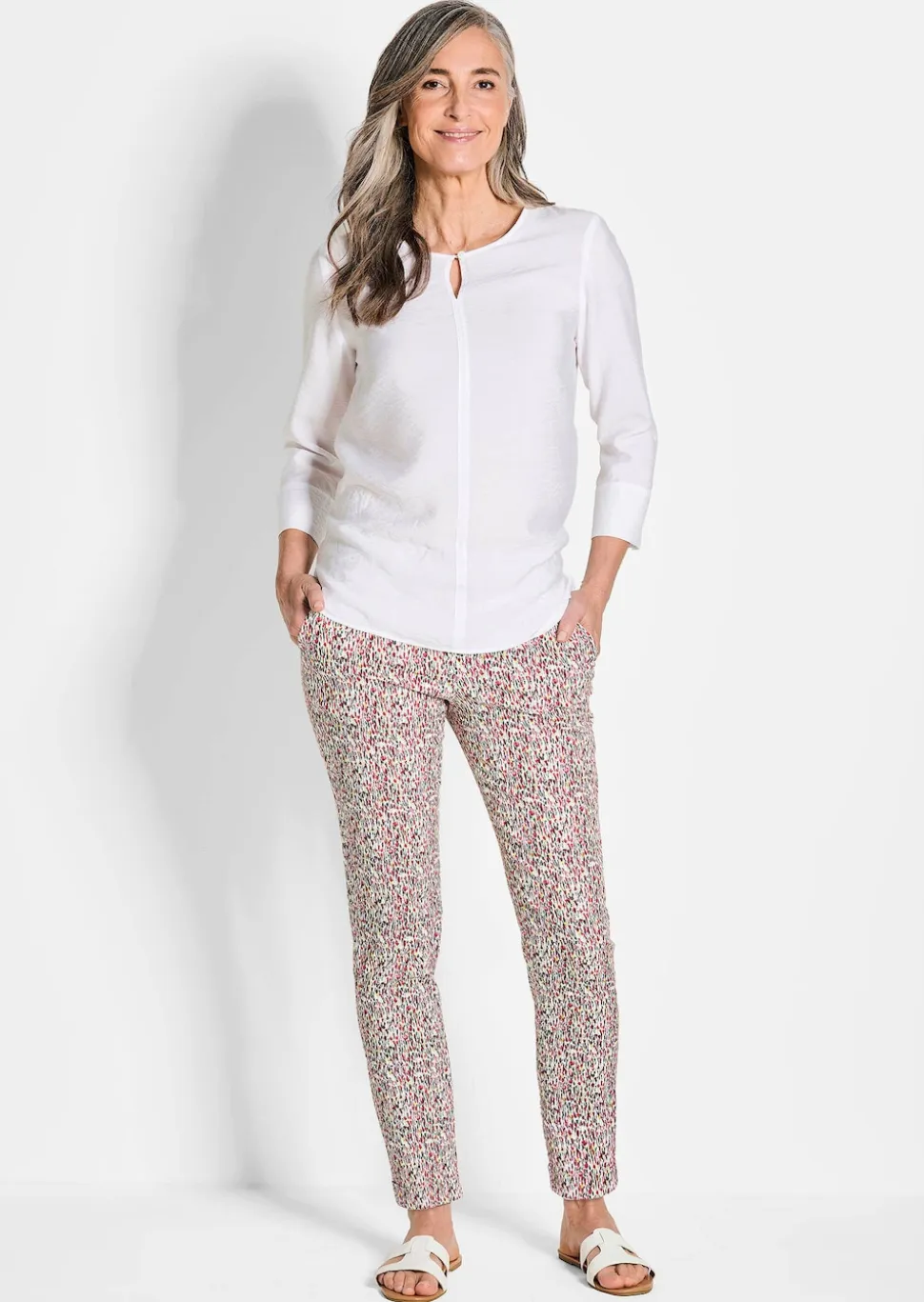 Pantalon extensible à motif