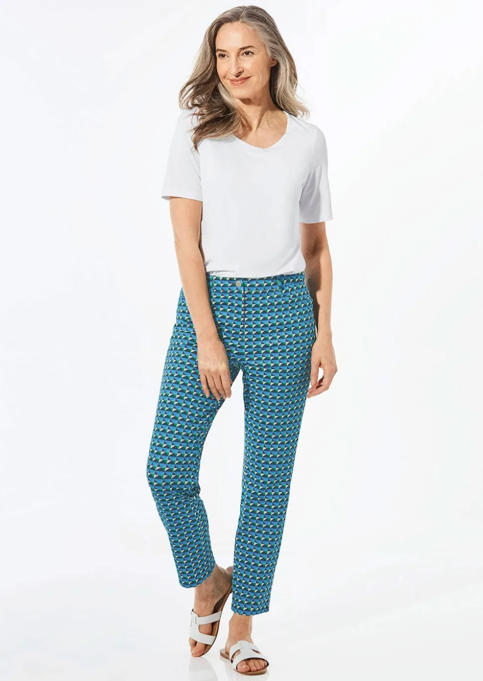 Pantalon imprimé LOUISA avec imprimé minimaliste