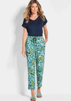 Pantalon imprimé SARA avec motif de feuilles