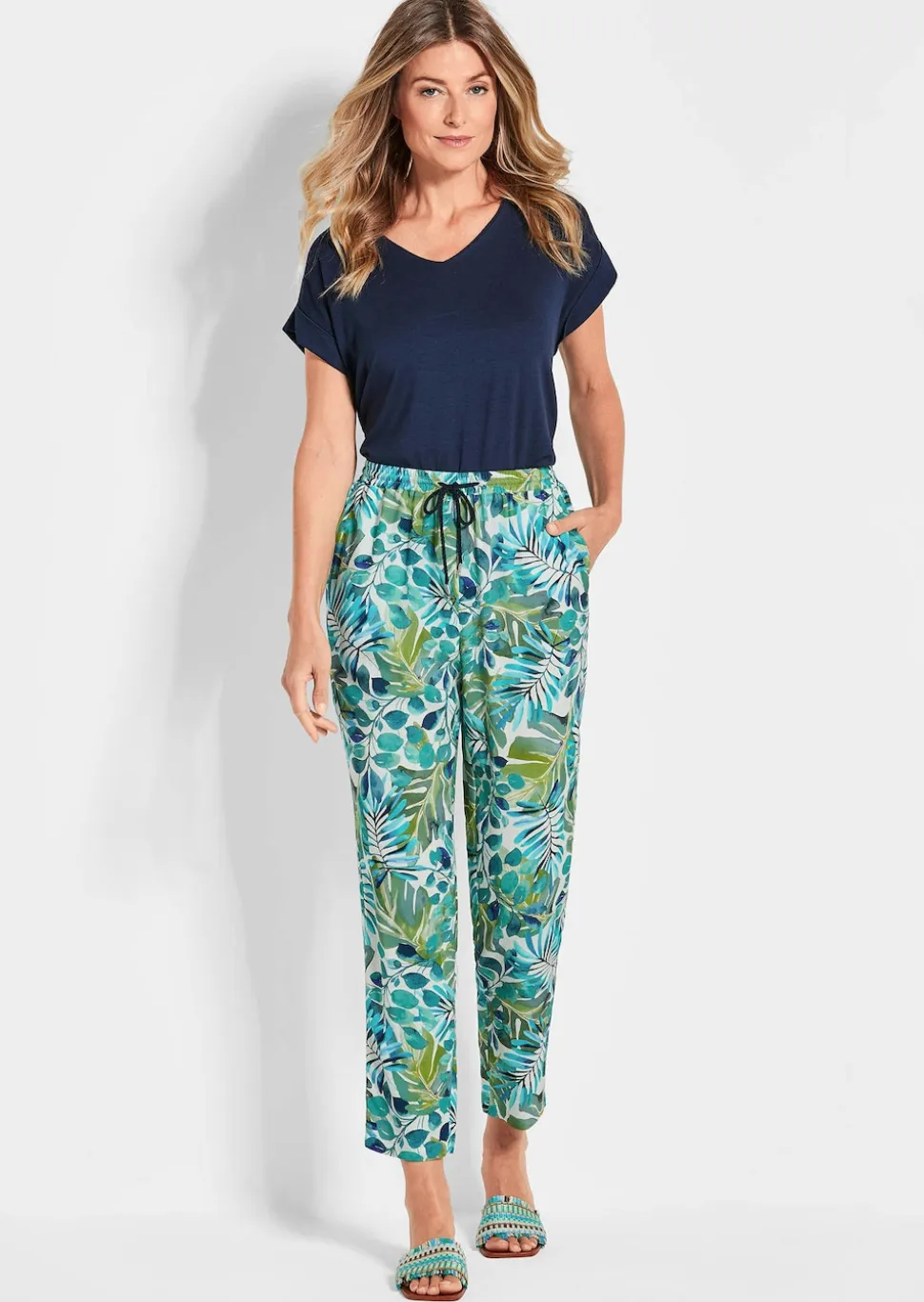 Pantalon imprimé SARA avec motif de feuilles