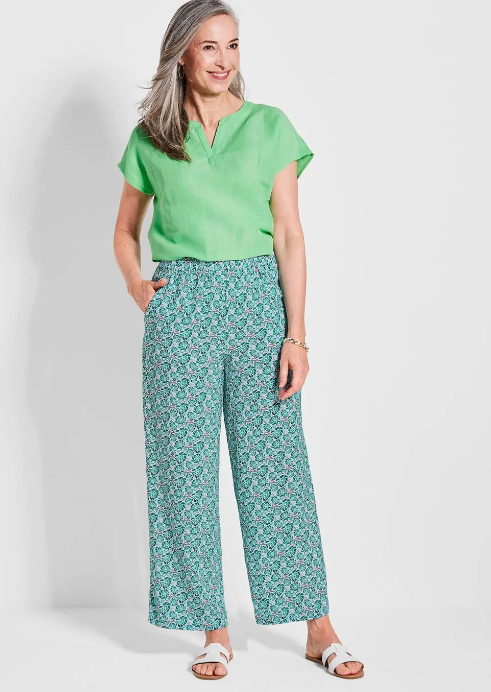 Pantalon imprimé VERA à jambes amples