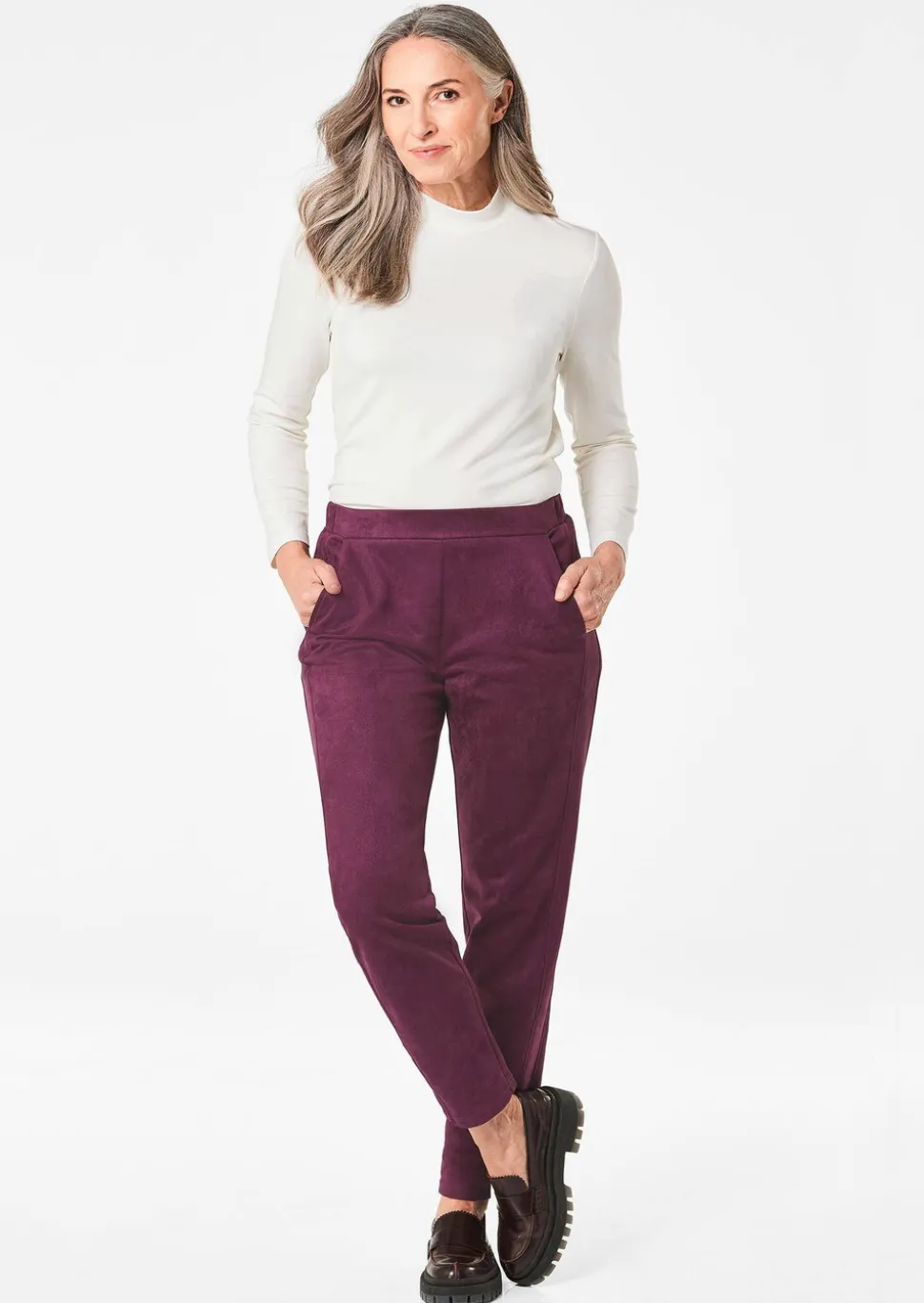 Pantalon LOUISA aspect velours de cuir