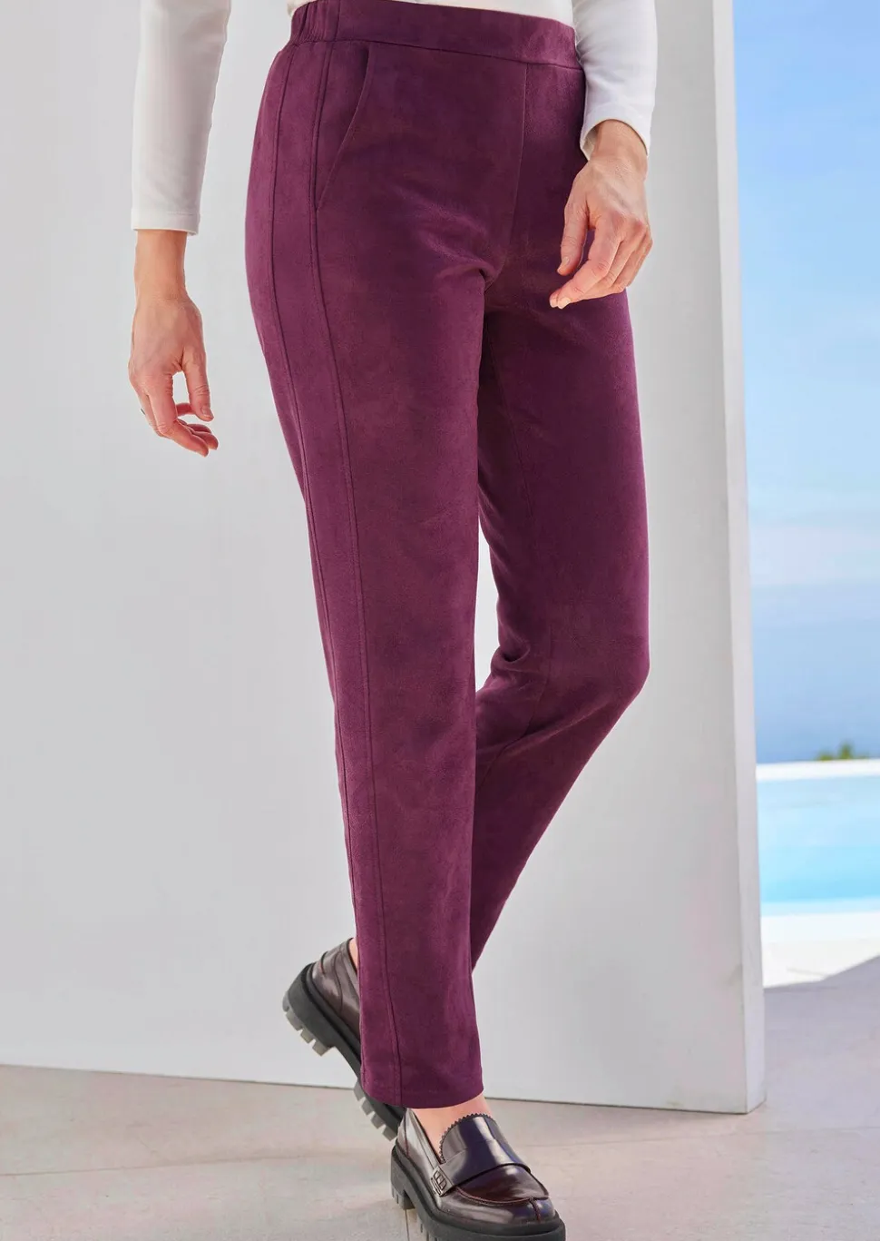 Pantalon LOUISA aspect velours de cuir